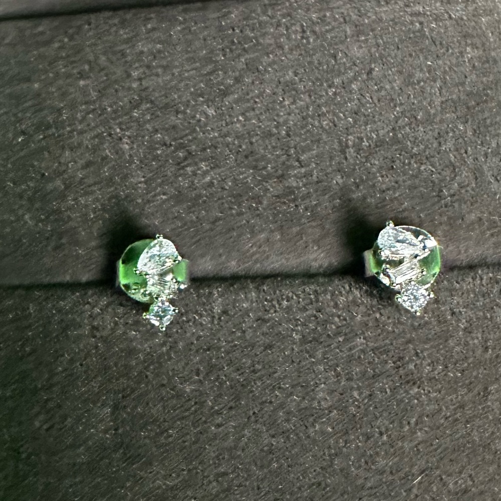 925 Sterling Silver Inlaid  Zircon Earrings